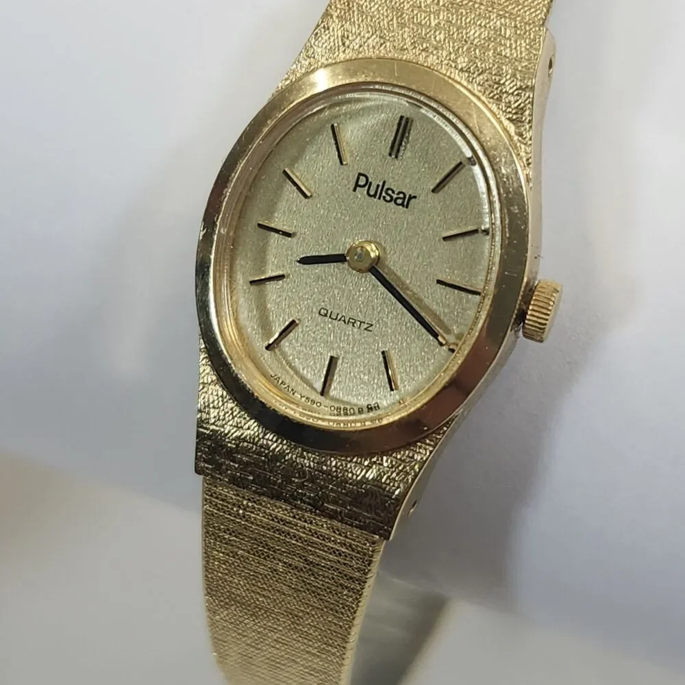 Pulsar Womens Watch Y590-5589 Gold Tone Stainless New Battery Vintage